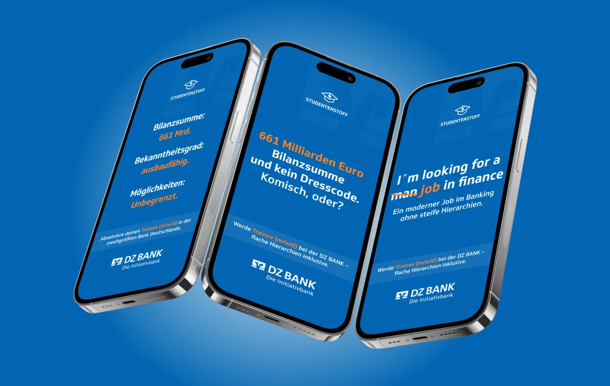 Recruiting-Kampagne für die DZ BANK auf Studentenstoff