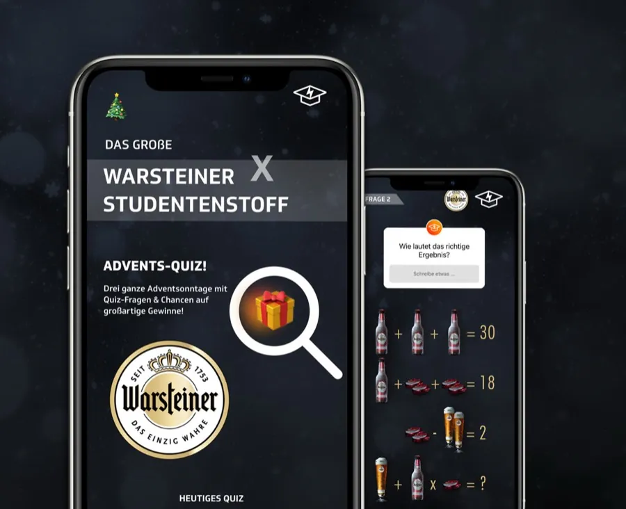 Advents-Quiz von Warsteiner und Studentenstoff in Instagram-Stories